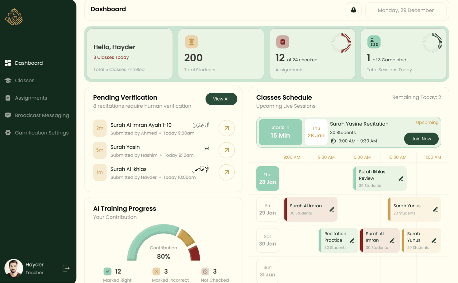 Teacher Dashboard
